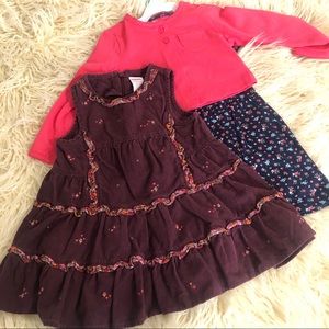 Floral Dress/Cardigan 18M + Corduroy Dress 12-18M